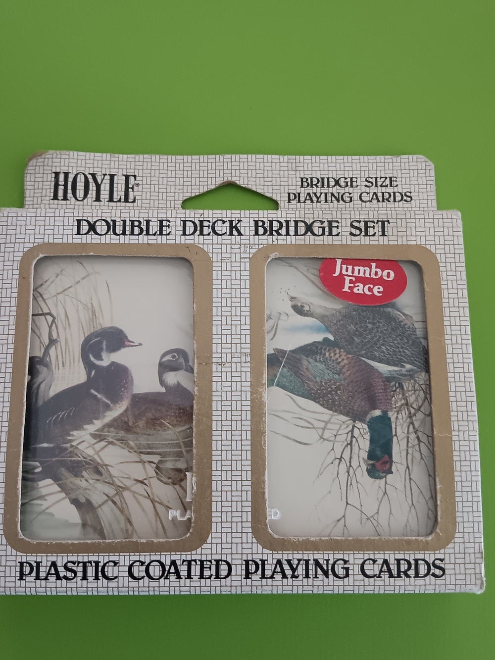 Vintage Double Deck Bridge Set Plastic Coated Playing Cards - Green
